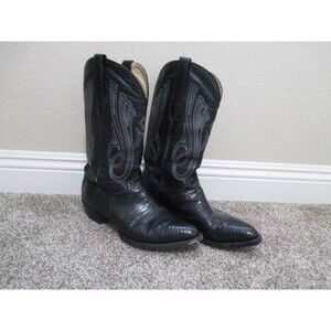 Corral Boots Mens 10.5 Genuine Lizard Skin Black Exotic